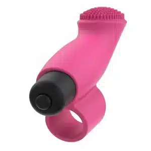 Vibrador tipo dedal de silicona negra marca HMAMA para estimulación focalizada